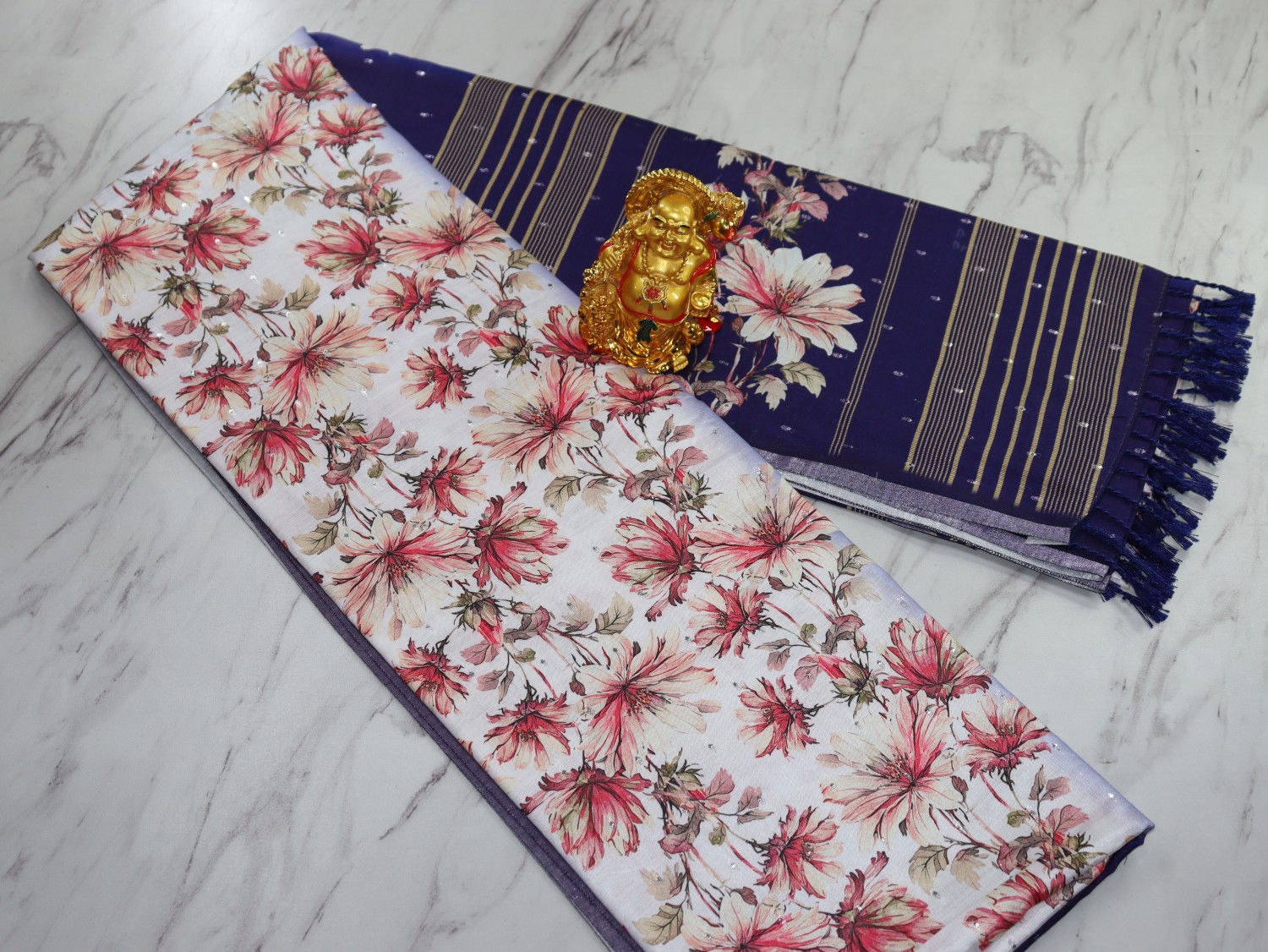 Floral Print Soft Cotton Saree
