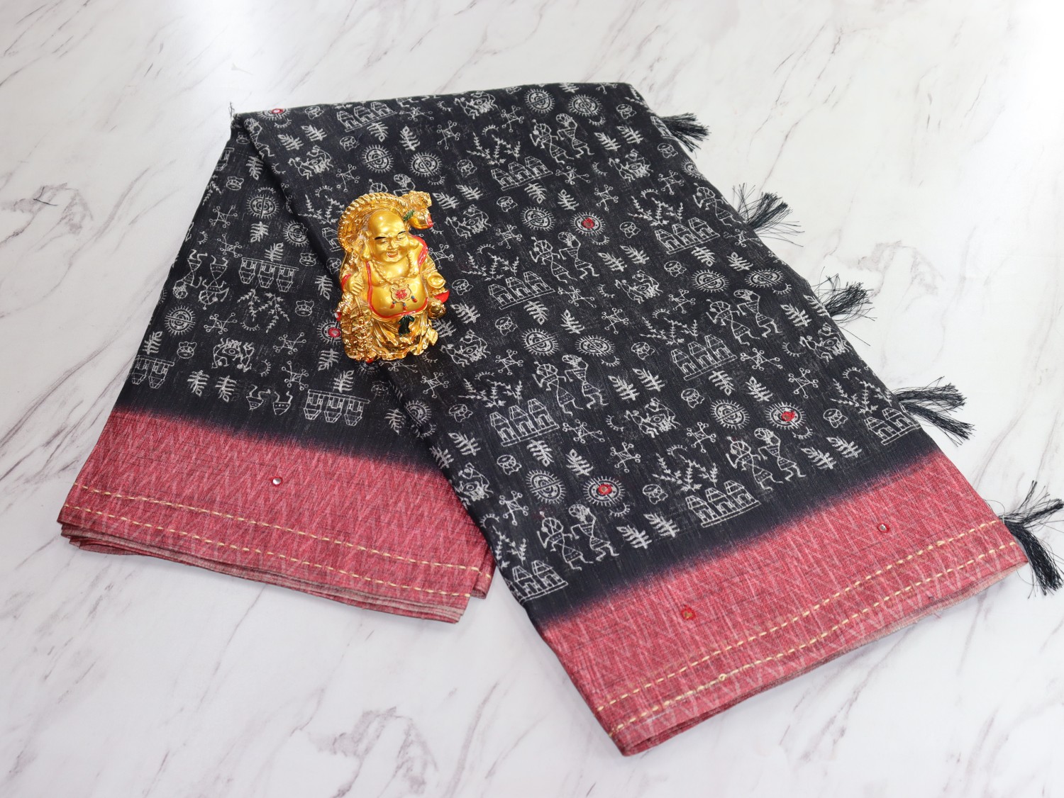 Tribal Print Linen Saree